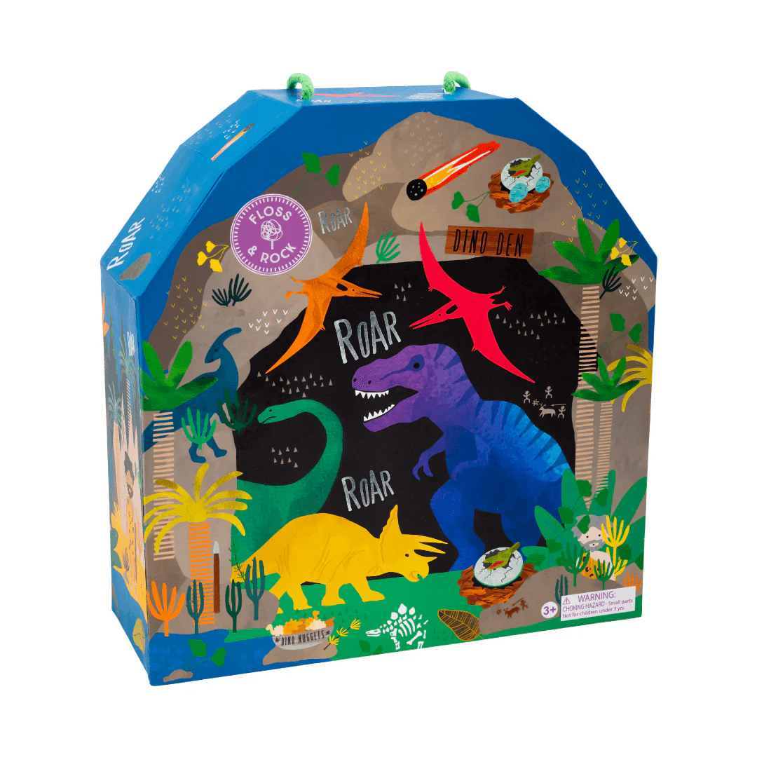 Litet Lekhus med Dinosaurier & Grottmänniskor i Trä - Jurassic Djungel - Bild 4
