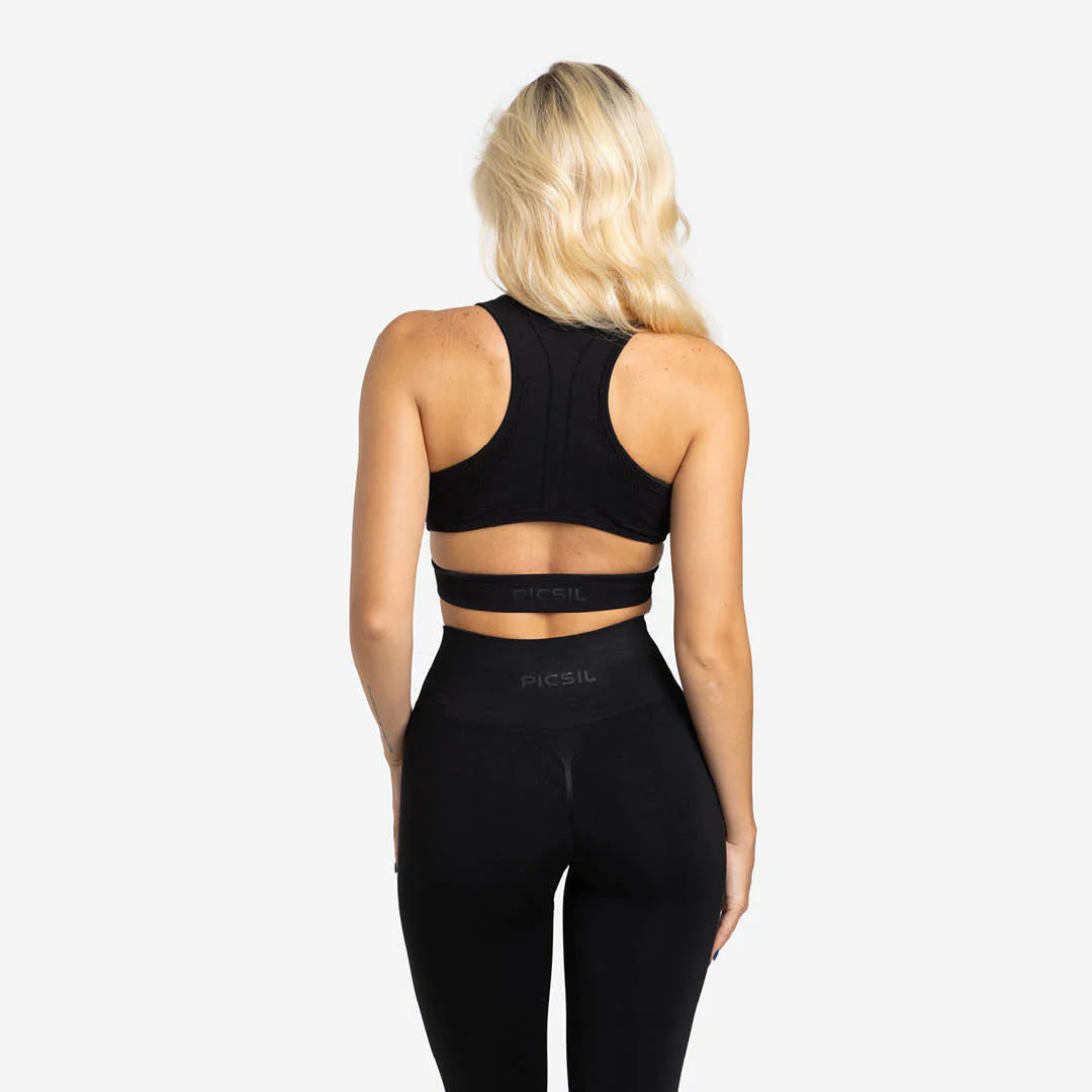 Picsil Tank sports bra with V Seamless neck Svart - Bild 3