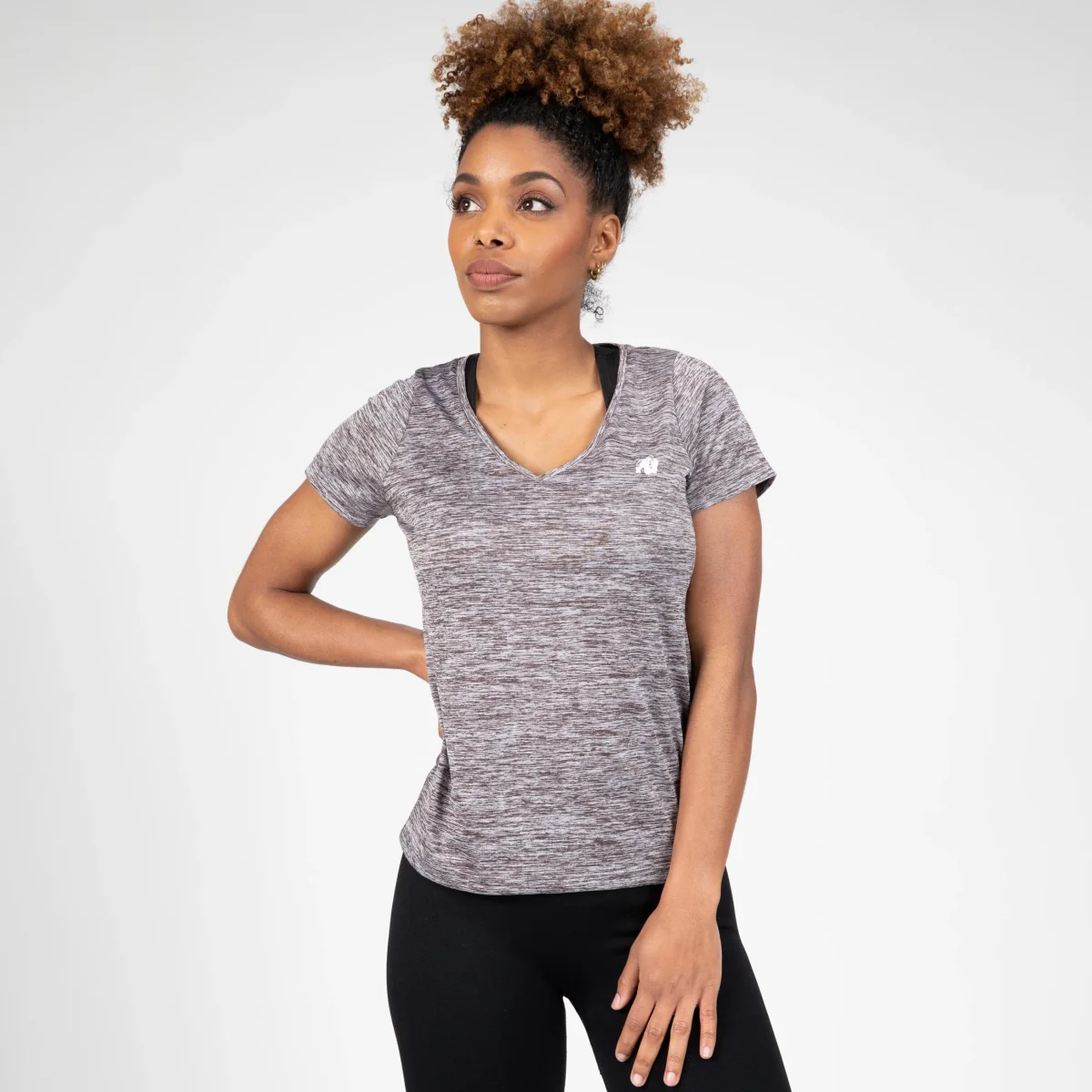 Gorilla Wear Elmira V-Neck T-Shirt, grey melange - Bild 4