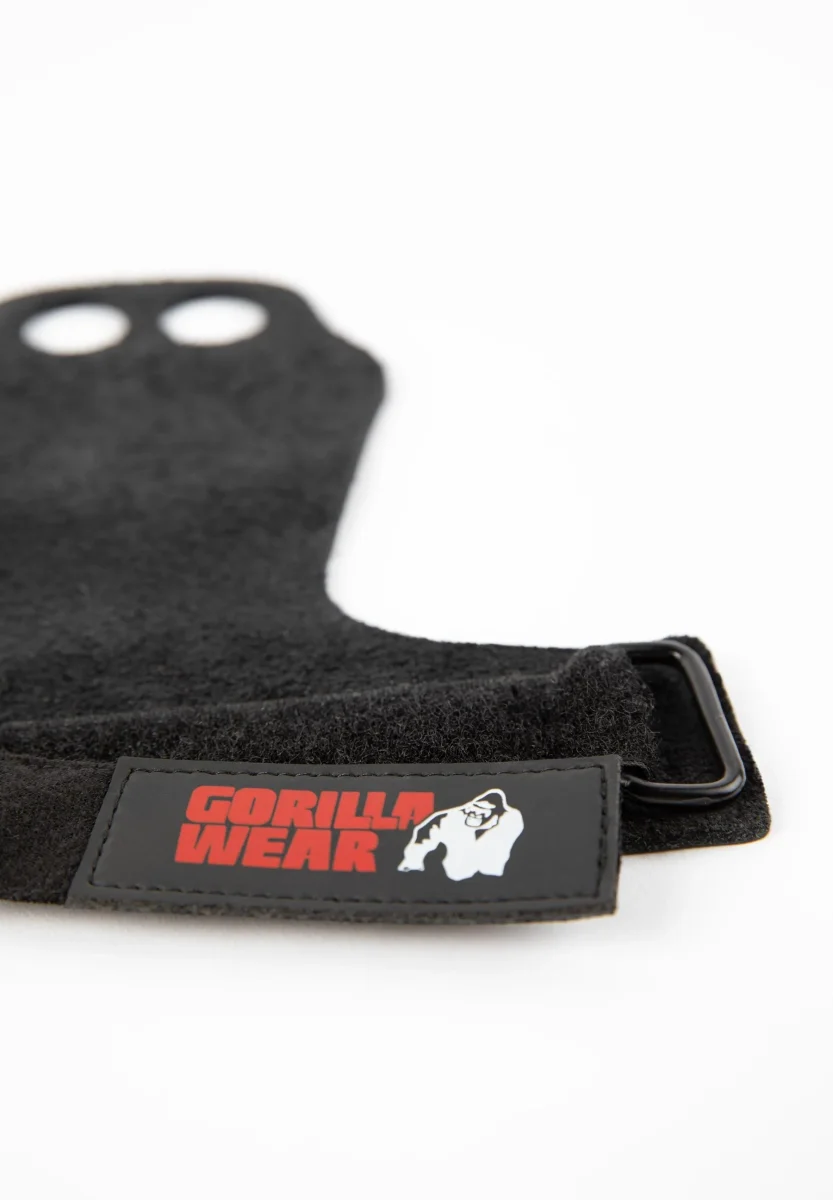 Gorilla Wear 2-Hole Leather Lifting Grips, black - Bild 4