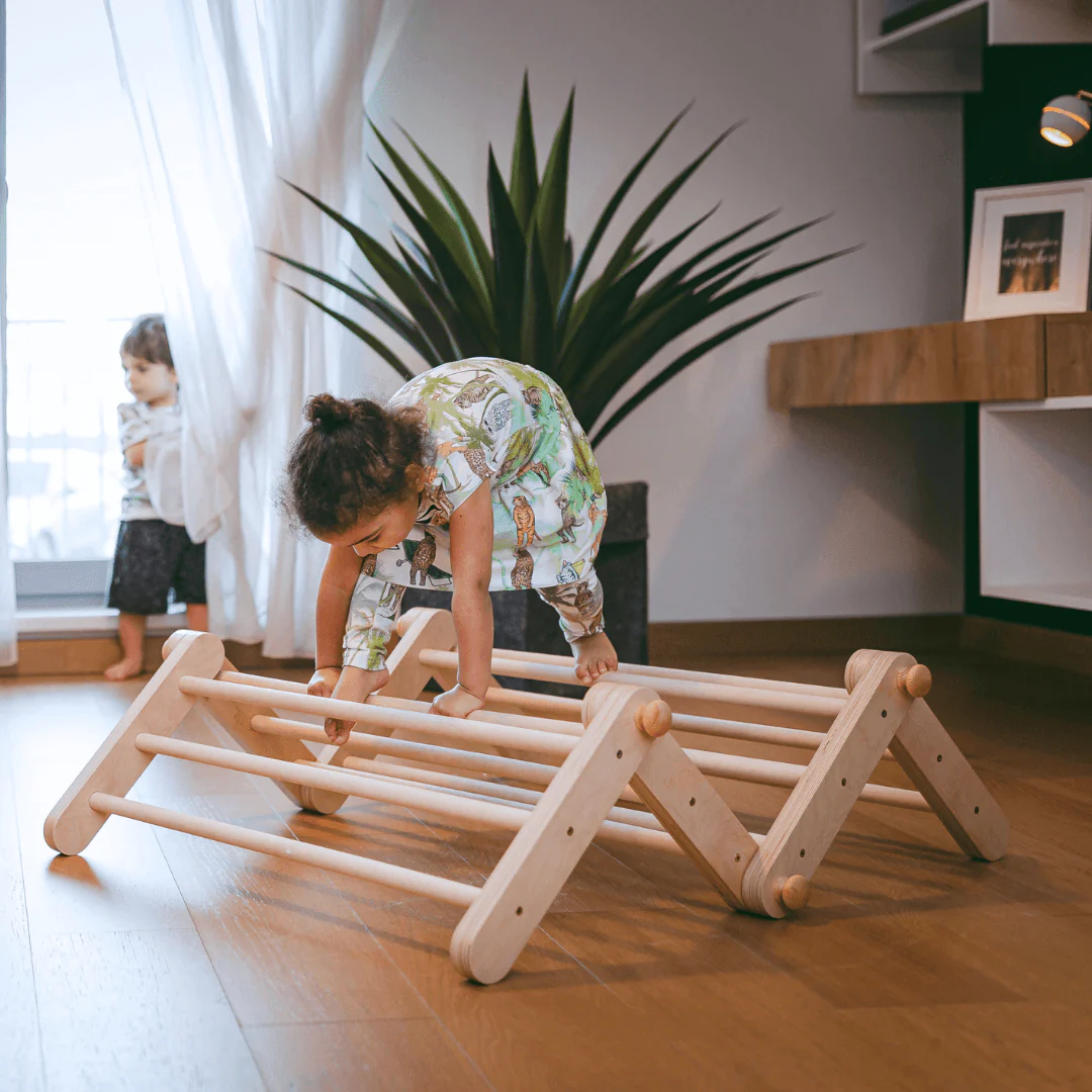 Montessori Flexibel Klätterställning i Trä med Rutschkana - 4 Delar - Bild 9