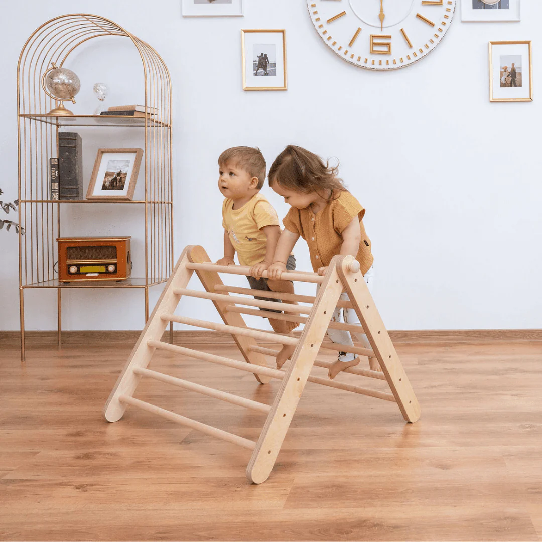 Montessori Triangulär Klätterställning i Trä - 2 Delar & Rutschkana - Bild 5