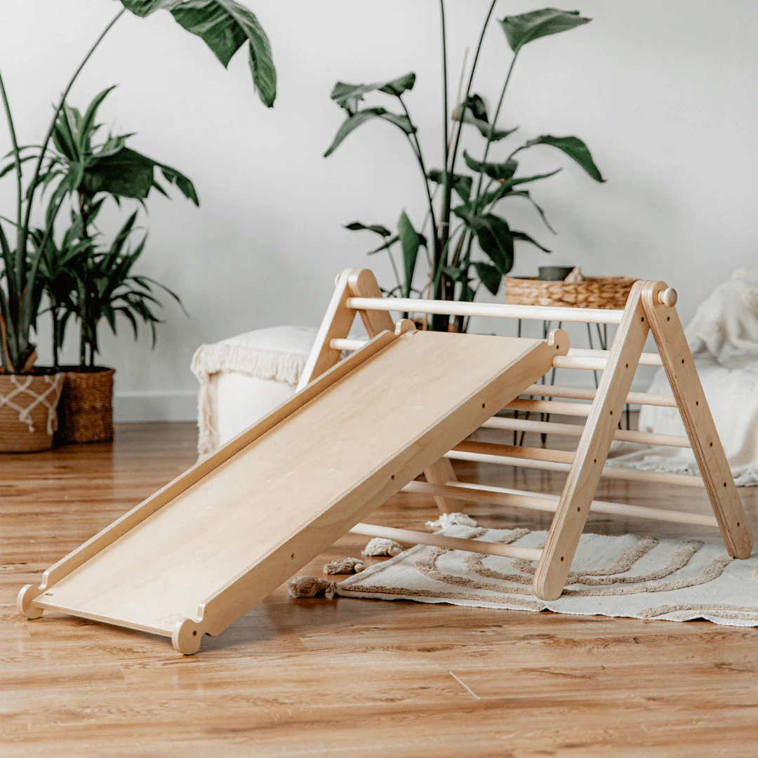 Montessori Triangulär Klätterställning i Trä - 2 Delar & Rutschkana - Bild 2