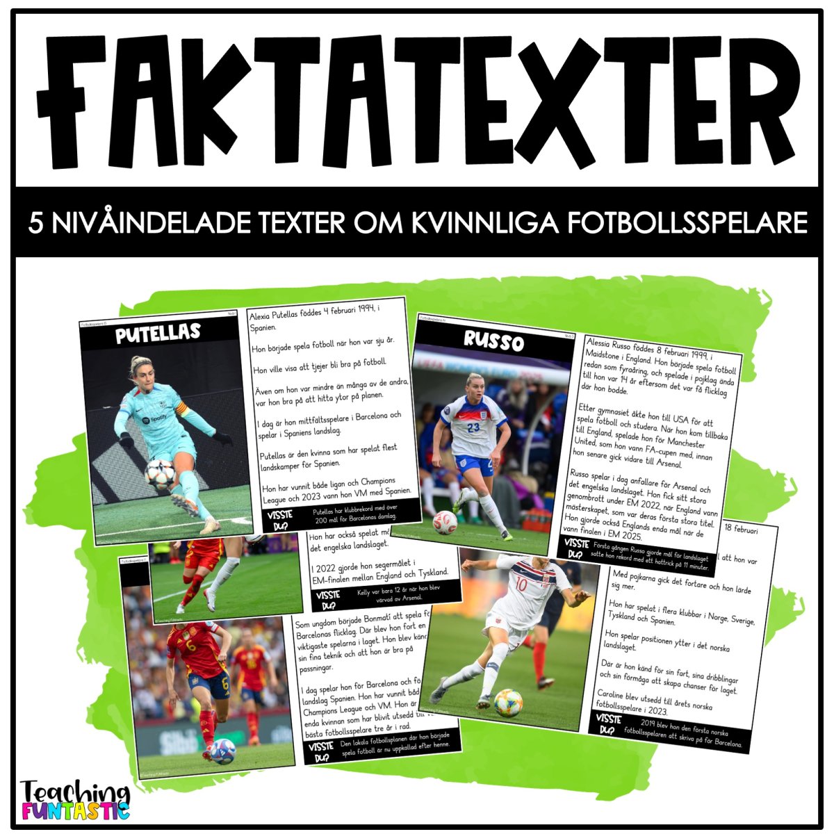 Nivådelade lästexter – Faktatexter om kvinnliga fotbollsspelare - Bild 2