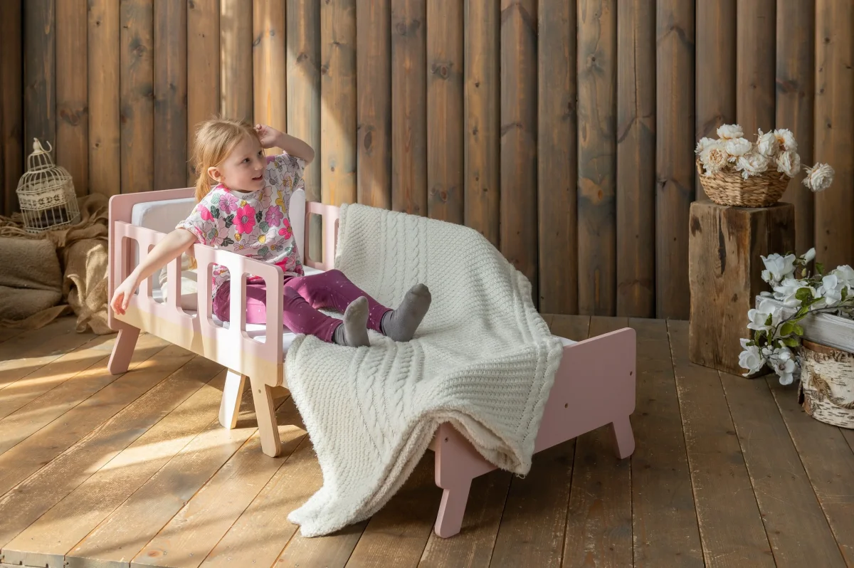 Montessori Växasäng - Utdragbar Barnsäng & Madrass - Olika Färger - Bild 4