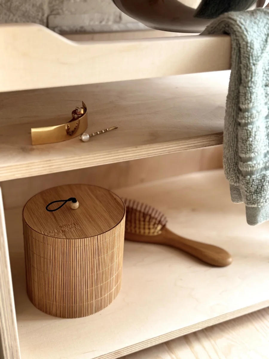 Montessori Tvättställe & Handfat med Förvaring i Trä för Barn - Liten - Bild 6