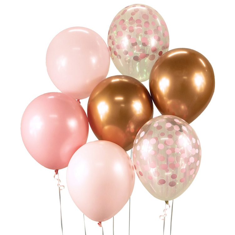 Ballongbukett Rosa & Koppar 7-pack - Bild 2