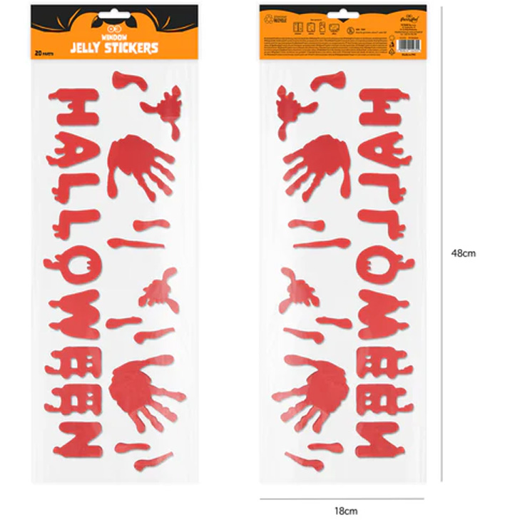 Halloween Blodiga Händer Fönsterklistermärken Röd - Bild 3
