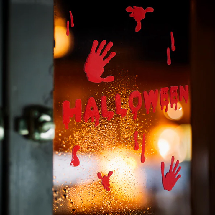Halloween Blodiga Händer Fönsterklistermärken Röd - Bild 4