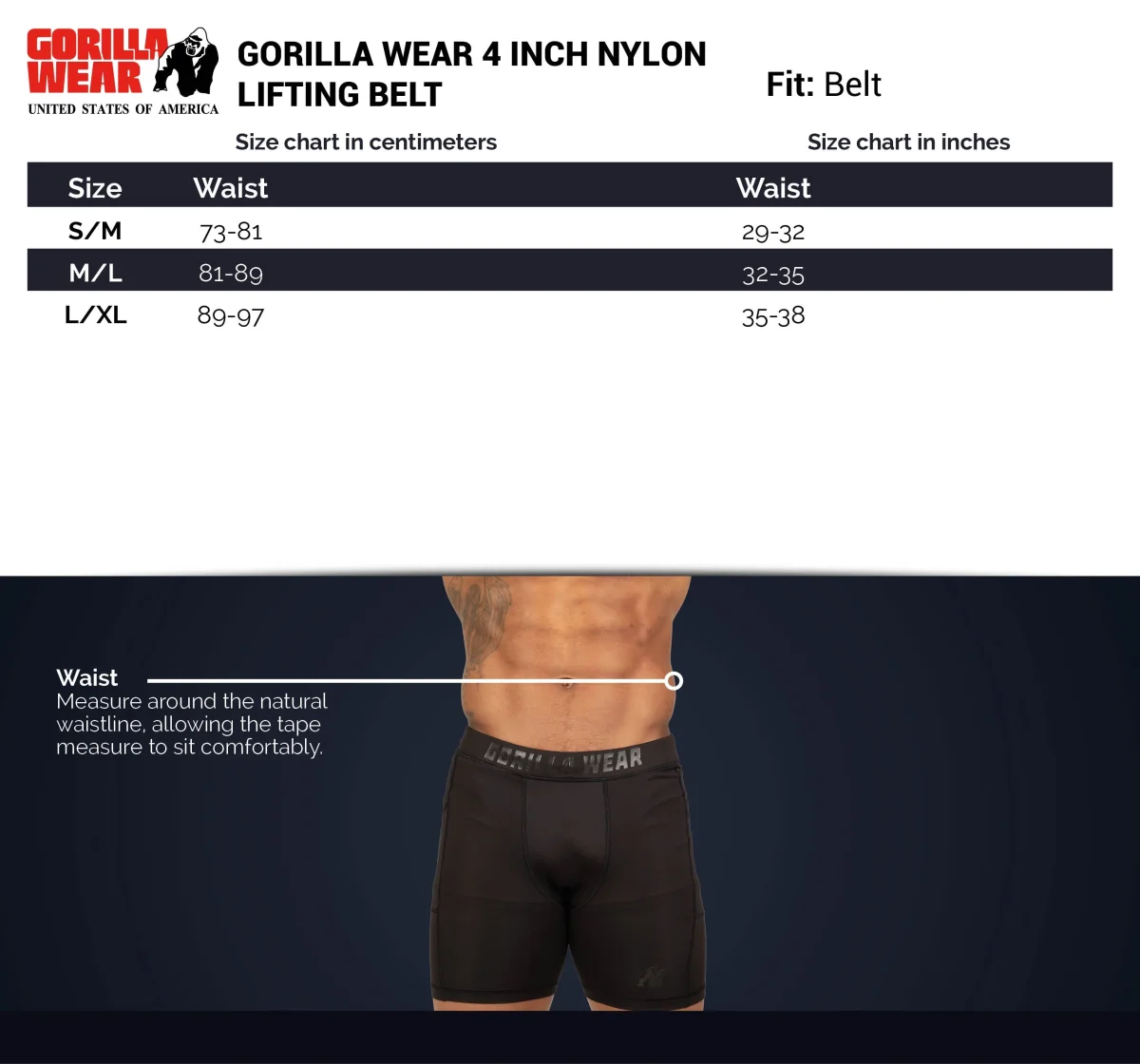 Gorilla Wear 4 Inch Nylon Belt, black/red - Bild 5